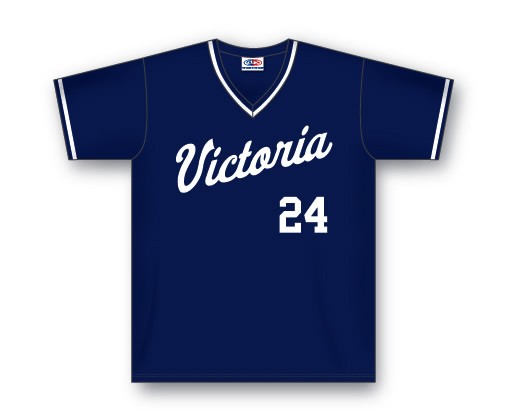 Custom Made V-Neck Baseball Jersey with Self-Fabric Neck and Sle - Click Image to Close