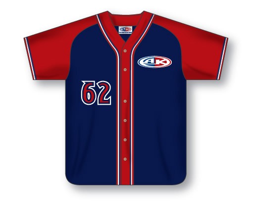 Custom Made Full Button Baseball Jersey with Contrasting Color P - Click Image to Close