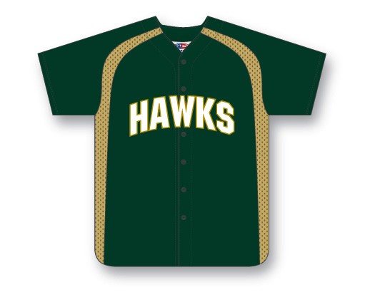 Custom Made Full Button Baseball Jersey with Mesh Side Inserts - Click Image to Close